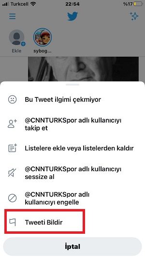 twitter bildir