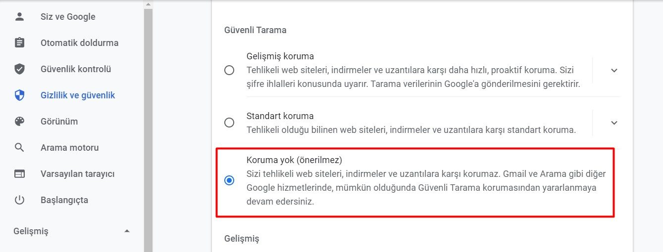 Google Chrome indirmeyi engelliyor çözümü resimli anlatım